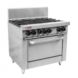 True Heat RCR9-6 6 Burner Range - 6 Open Burners, Oven Under